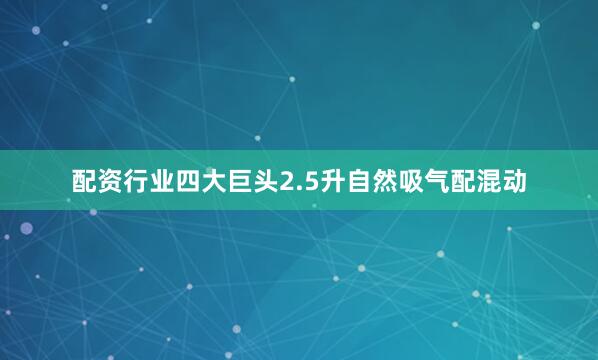 配资行业四大巨头2.5升自然吸气配混动